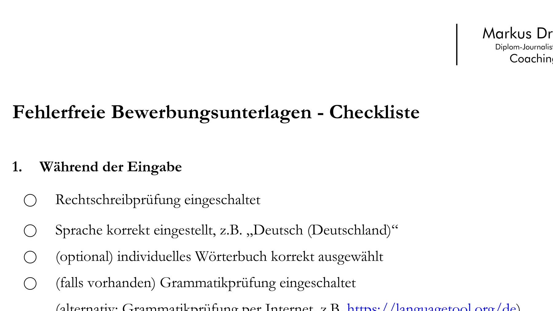 Bild Checkliste